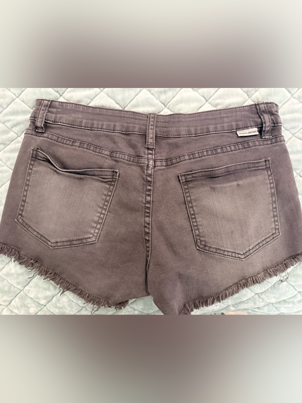 Billabong Charcoal Frayed Hem Denim Shorts SZ 26